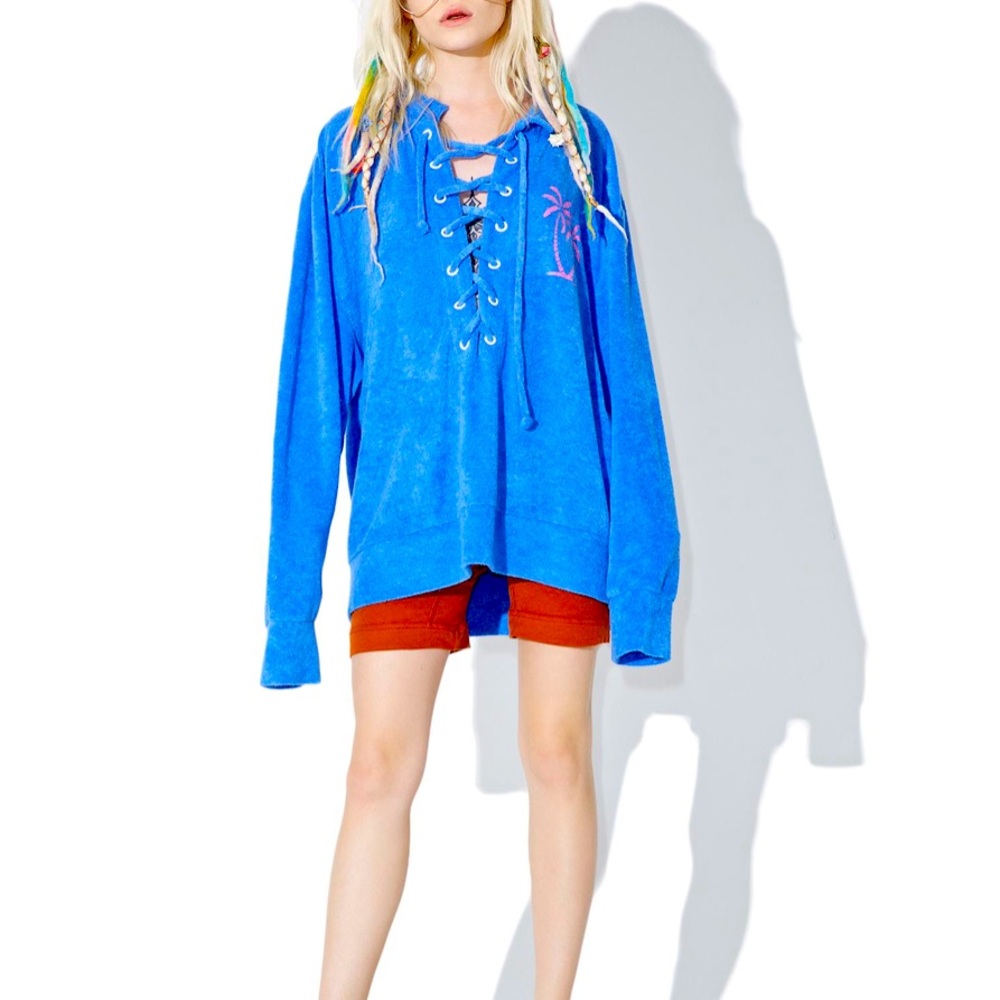 Daydream Nation Tiki Pullover Women Color Blue Jean Size M